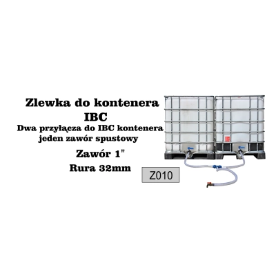 Zlewka podwójna do IBC | zawór 1cal, rura 32mm